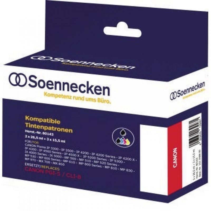 Soennecken Tintenpatrone 80143 Gr.1505 wie PGI5/CLI8 5 St./Pack. Soennecken Tintenpatrone 80143 Gr.1505 wie PGI5/CLI8 5 St./Pack.