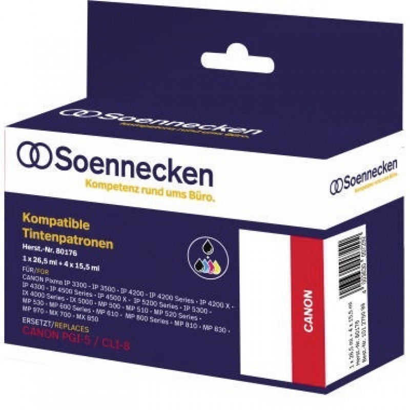 Soennecken Tintenpatrone 80176 wie Canon PGI5/CLI8 5 St./Pack. Soennecken Tintenpatrone 80176 wie Canon PGI5/CLI8 5 St./Pack.