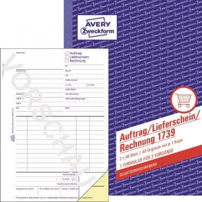 Avery Zweckform Auftragsformular 1739 DIN A5 2x40Blatt Avery Zweckform Auftragsformular 1739 DIN A5 2x40Blatt
