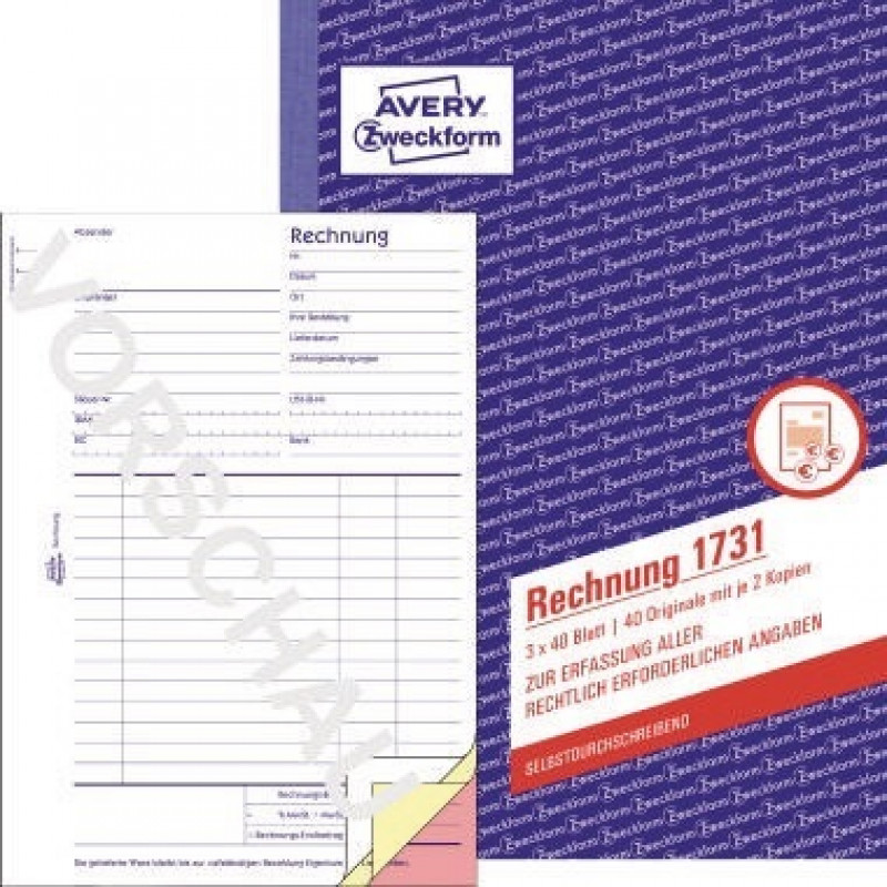 Avery Zweckform Rechnung 1731 DIN A5 3x40Blatt Avery Zweckform Rechnung 1731 DIN A5 3x40Blatt
