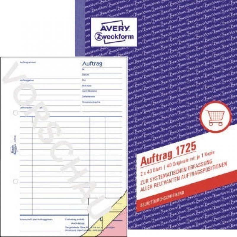 Avery Zweckform Auftragsformular 1725 DIN A5 2x40Blatt Avery Zweckform Auftragsformular 1725 DIN A5 2x40Blatt