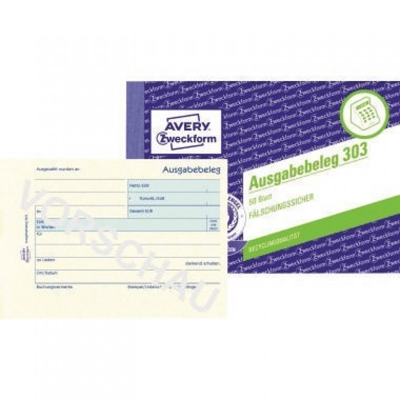 Avery Zweckform Ausgabebeleg 303 DIN A6 quer 50Blatt gelb Avery Zweckform Ausgabebeleg 303 DIN A6 quer 50Blatt gelb