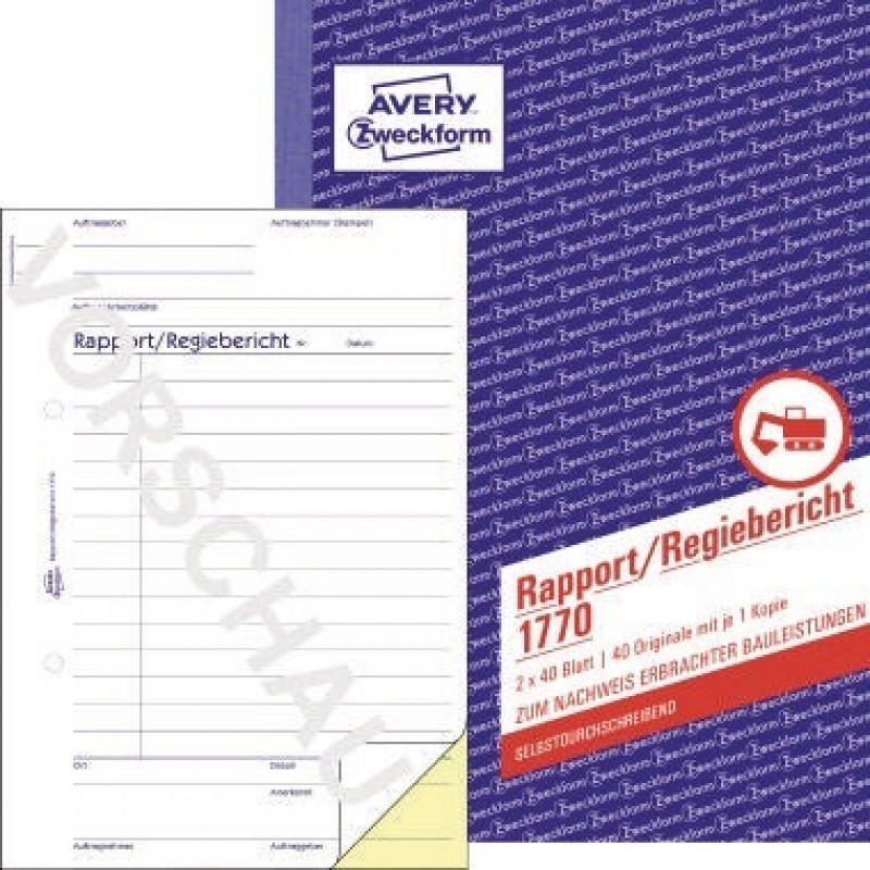 Avery Zweckform Rapport 1770 DIN A5 2x40Blatt Avery Zweckform Rapport 1770 DIN A5 2x40Blatt
