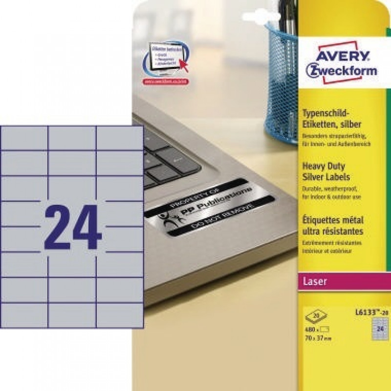 Avery Zweckform Etikett L6133-20 70x37mm si 480 St./Pack.