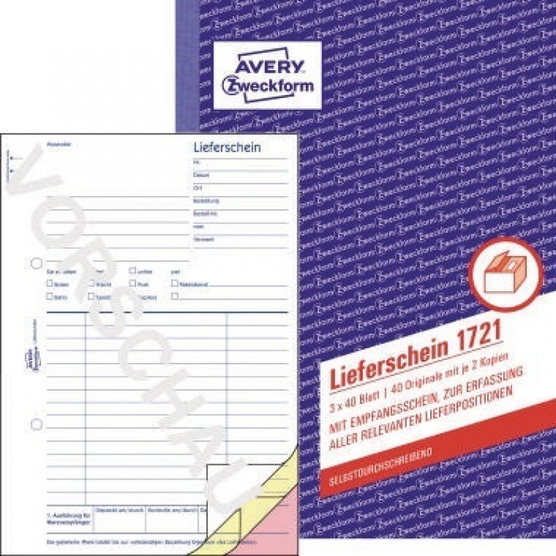 Avery Zweckform Lieferschein 1721 DIN A5 3x40Blatt Avery Zweckform Lieferschein 1721 DIN A5 3x40Blatt