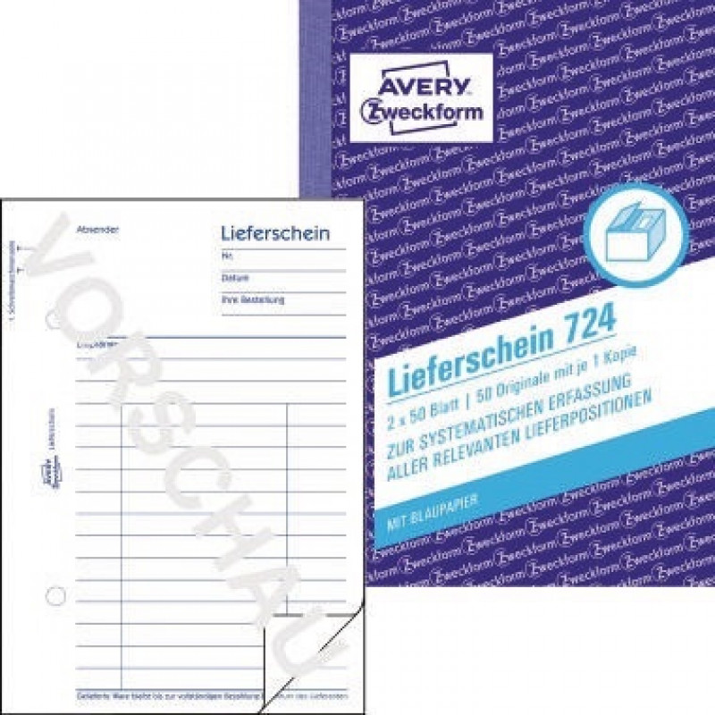 Avery Zweckform Lieferschein 724 DIN A6 2x50Blatt Avery Zweckform Lieferschein 724 DIN A6 2x50Blatt