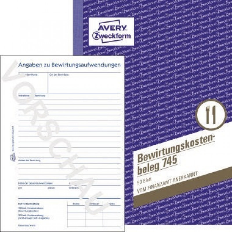 Avery Zweckform Bewirtungskostenbeleg 745 DIN A5 Avery Zweckform Bewirtungskostenbeleg 745 DIN A5