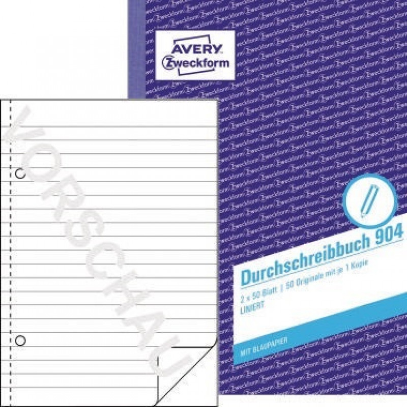 Avery Zweckform Durchschreibebuch 904 DIN A5 liniert 2x50Blatt Avery Zweckform Durchschreibebuch 904 DIN A5 liniert 2x50Blatt