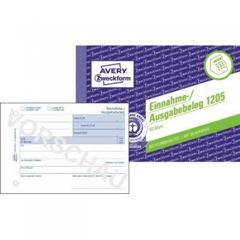 Avery Zweckform Ausgabebeleg 1205 DIN A6 quer 50Blatt weiß Avery Zweckform Ausgabebeleg 1205 DIN A6 quer 50Blatt weiß
