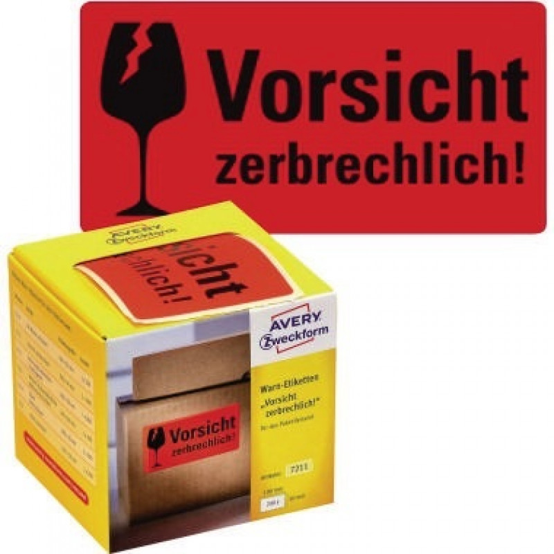 Avery Zweckform Warnetikett 7211 Vorsicht zerbrechlich 200 St./Pack. Avery Zweckform Warnetikett 7211 Vorsicht zerbrechlich 200 St./Pack.