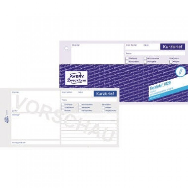 Avery Zweckform Kurzbrief 1020 1/3 DIN A4 100Blatt Avery Zweckform Kurzbrief 1020 1/3 DIN A4 100Blatt