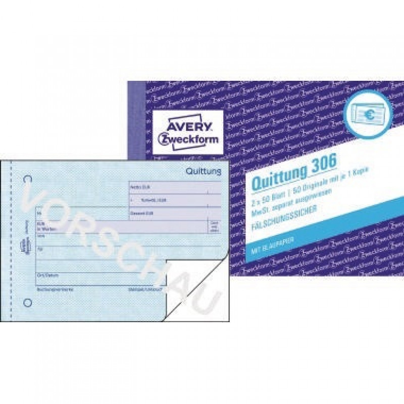 Avery Zweckform Quittung 306 DIN A6 quer 2x50Blatt