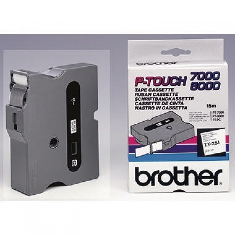 P-touch Schriftbandkassette TX251 24mmx15,4m laminiert sw auf ws P-touch Schriftbandkassette TX251 24mmx15,4m laminiert sw auf ws
