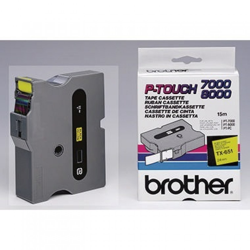 P-touch Schriftbandkassette TX651 24mmx15,4m laminiert sw auf ge P-touch Schriftbandkassette TX651 24mmx15,4m laminiert sw auf ge