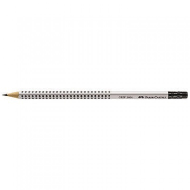 Faber-Castell Bleistift GRIP 2001 117201 mit Radierer B silbergrau Faber-Castell Bleistift GRIP 2001 117201 mit Radierer B silbergrau