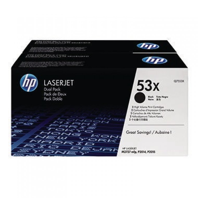 HP Toner Q7553XD 53X 7.000Seiten schwarz 2 St./Pack.