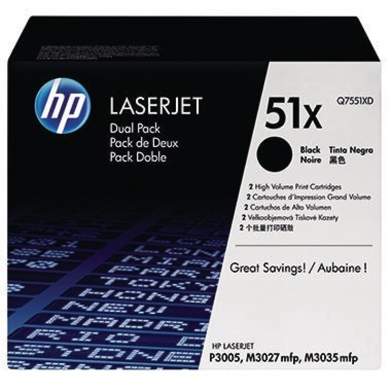 HP Toner Q7551XD 51X 13.000Seiten schwarz 2 St./Pack.