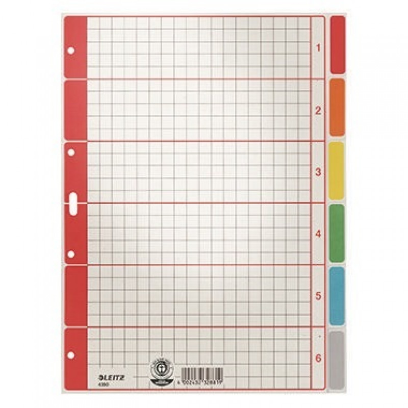 Leitz Register 43500085 blanko DIN A4 6farbig bedruckt Karton grau Leitz Register 43500085 blanko DIN A4 6farbig bedruckt Karton grau