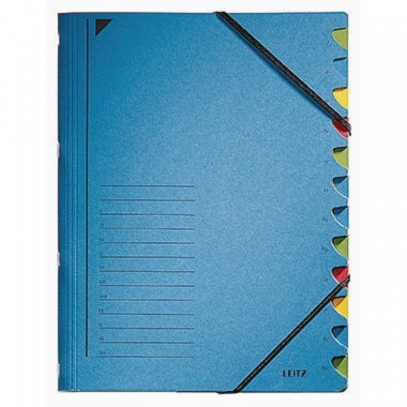 Leitz Ordnungsmappe 39120035 DIN A4 12 Fächer farbig Karton blau Leitz Ordnungsmappe 39120035 DIN A4 12 Fächer farbig Karton blau
