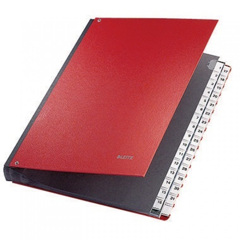 Leitz Pultordner 59310025 DIN A4 1-31 32Fächer Graupappe rot Leitz Pultordner 59310025 DIN A4 1-31 32Fächer Graupappe rot