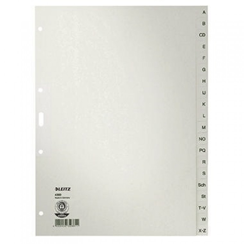 Leitz Register 43000085 A-Z DIN A4 20teilig Papier grau Leitz Register 43000085 A-Z DIN A4 20teilig Papier grau