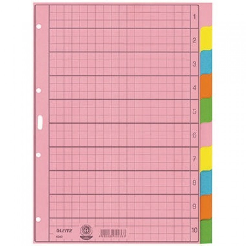 Leitz Register 43400000 blanko DIN A4 10teilig Papier sortiert Leitz Register 43400000 blanko DIN A4 10teilig Papier sortiert