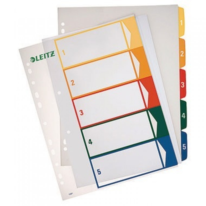 Leitz Register 12910000 DIN A4 1-5 volle Höhe PP farbig/transparent