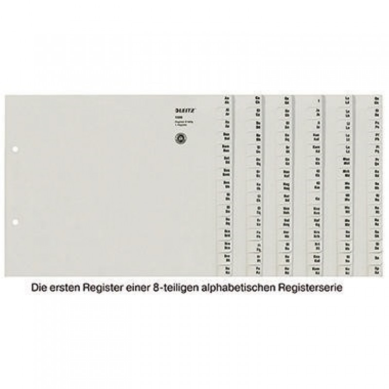 Leitz Registerserie 13080085 DIN A4 A-Z für 8Ordner halbe Höhe grau Leitz Registerserie 13080085 DIN A4 A-Z für 8Ordner halbe Höhe grau