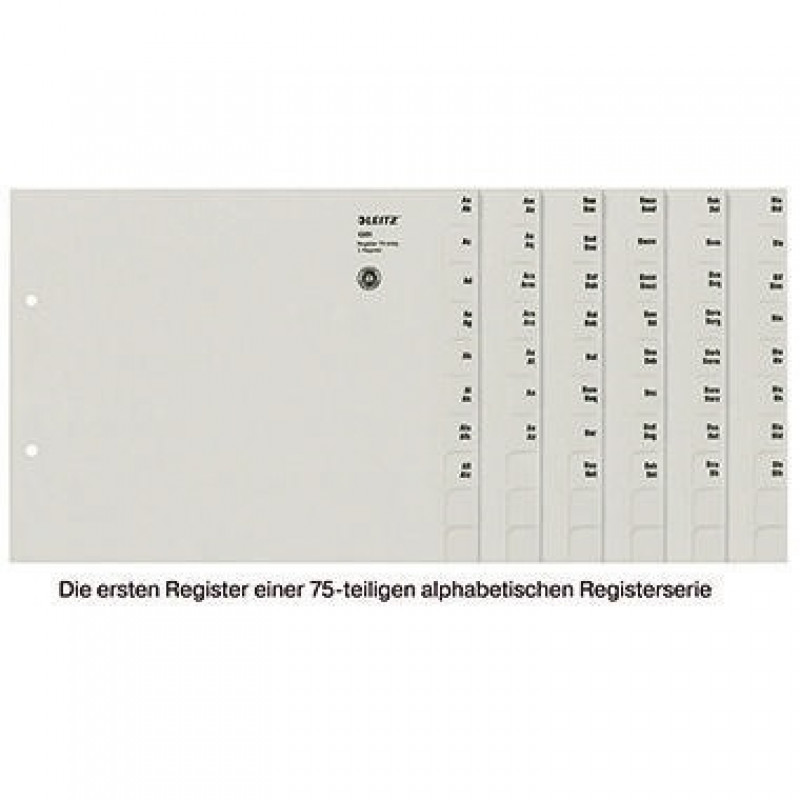 Leitz Registerserie 13510085 DIN A4 A-Z für 75Ordner Tauenpapier grau Leitz Registerserie 13510085 DIN A4 A-Z für 75Ordner Tauenpapier grau