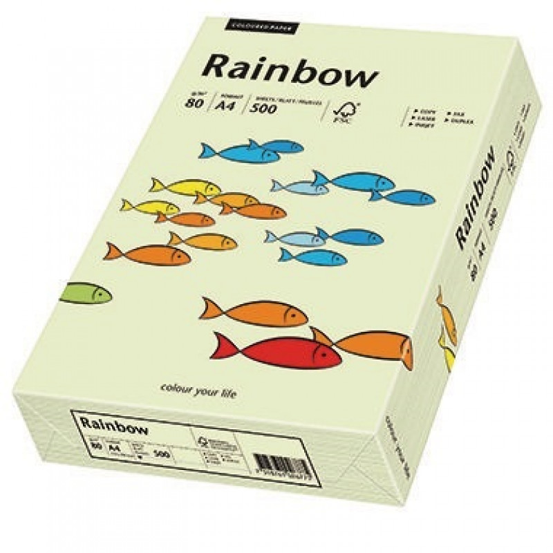 Rainbow Kopierpapier 88042585 A4 80g hellgrün 500 Bl./Pack. Rainbow Kopierpapier 88042585 A4 80g hellgrün 500 Bl./Pack.