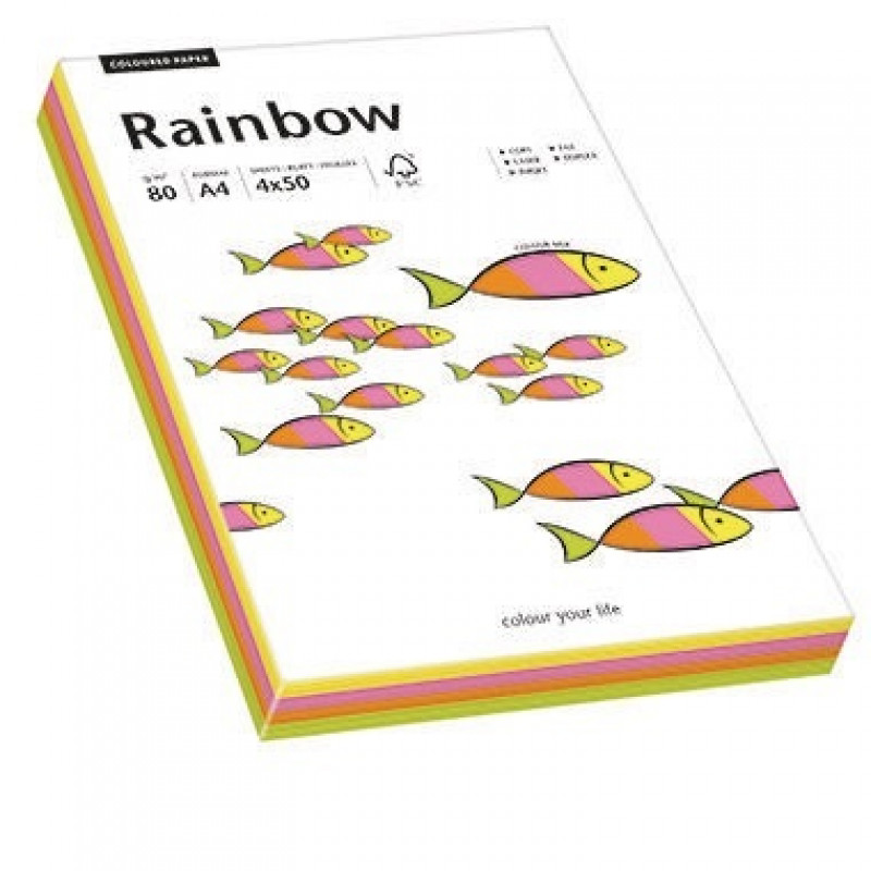 Rainbow Kopierpapier 88043191 A4 80g neon sortiert 200 Bl./Pack. Rainbow Kopierpapier 88043191 A4 80g neon sortiert 200 Bl./Pack.