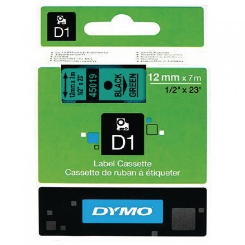 DYMO Schriftbandkassette D1 S0720590 12mmx7m sw auf gn