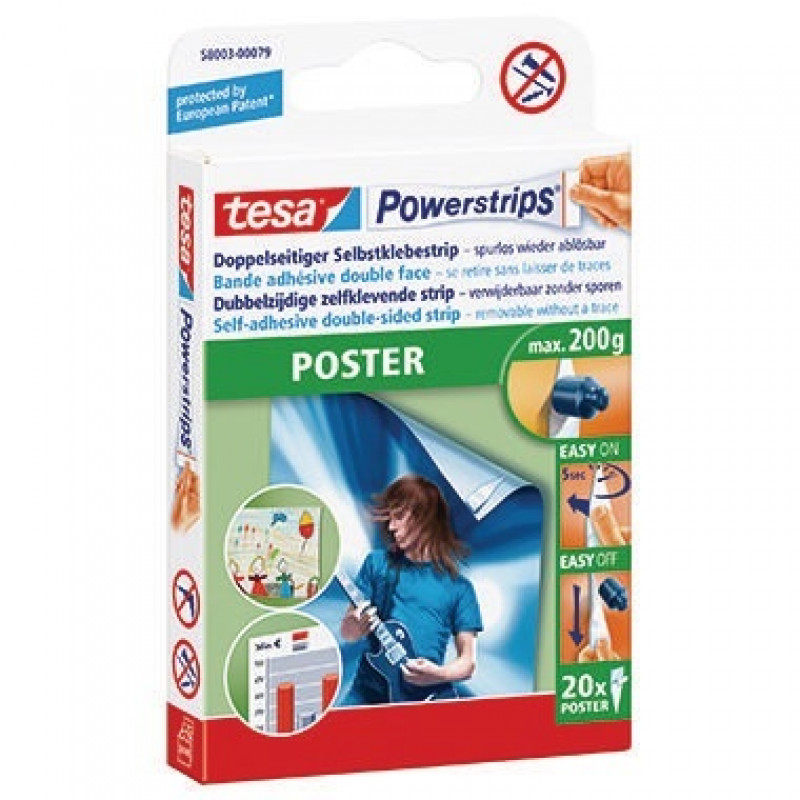 tesa Klebestücke Powerstrips Poster 58003-0079 14,5x33mm ws 20 St./Pack tesa Klebestücke Powerstrips Poster 58003-0079 14,5x33mm ws 20 St./Pack