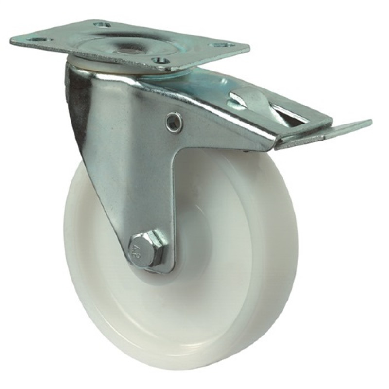 Lenkrolle D.100mm Trgf.125 kg m.Feststeller Ku.Platte L104xB80mm Lenkrolle D.100mm Trgf.125 kg m.Feststeller Ku.Platte L104xB80mm