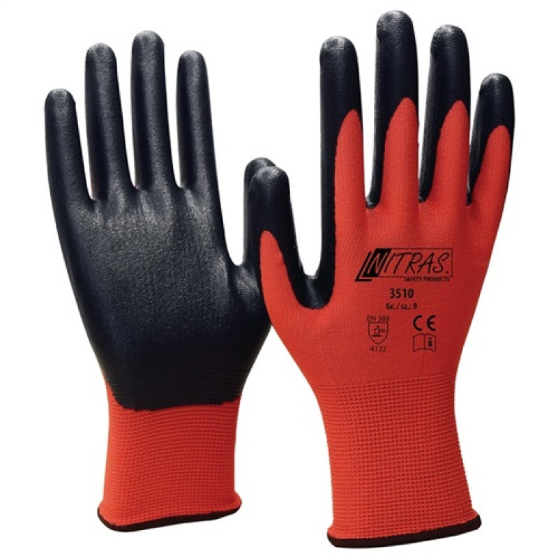 Handschuhe Nitril Foam Gr.9 rot/schwarz PA m.Nitrilschaum II