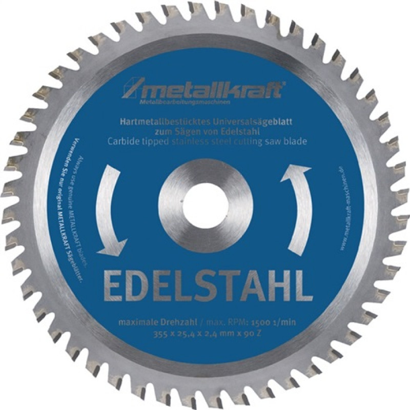 Metallkreissägeblatt VA D.355mm B.2,4mm HM Bohrungs-D.25,4mm Z.90 METALLKRAFT Metallkreissägeblatt VA D.355mm B.2,4mm HM Bohrungs-D.25,4mm Z.90 METALLKRAFT