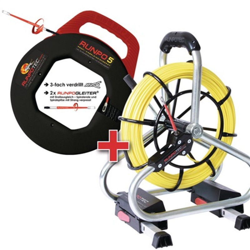 Glasfaserstab Profi-Set Länge 30 u. 60m D.4,5mm Runpotec Glasfaserstab Profi-Set Länge 30 u. 60m D.4,5mm Runpotec