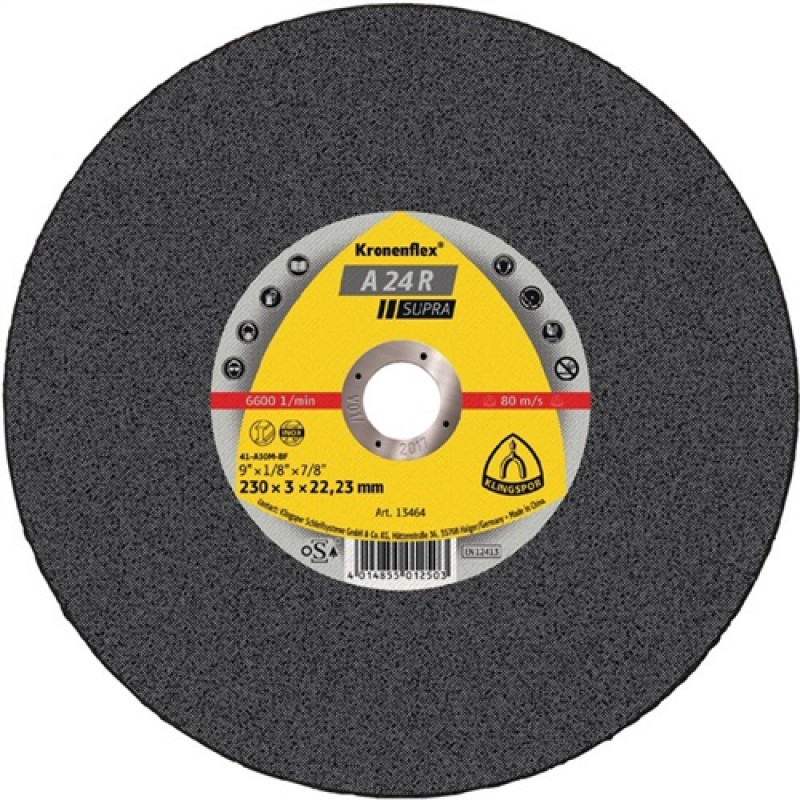 Trennscheibe A 24 R Supra D230x3mm ger.STA Bohrung 22,23mm KLINGSPOR Trennscheibe A 24 R Supra D230x3mm ger.STA Bohrung 22,23mm KLINGSPOR