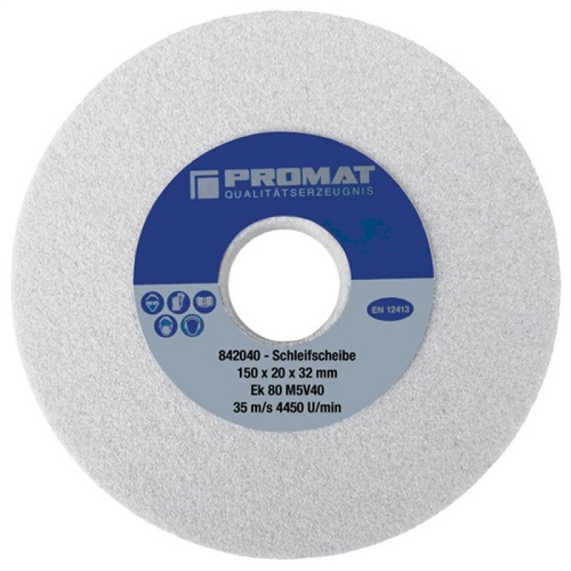 Schleifbockscheibe D.150xB20x32mm fein 80 Form A AlOxid PROMAT Schleifbockscheibe D.150xB20x32mm fein 80 Form A AlOxid PROMAT
