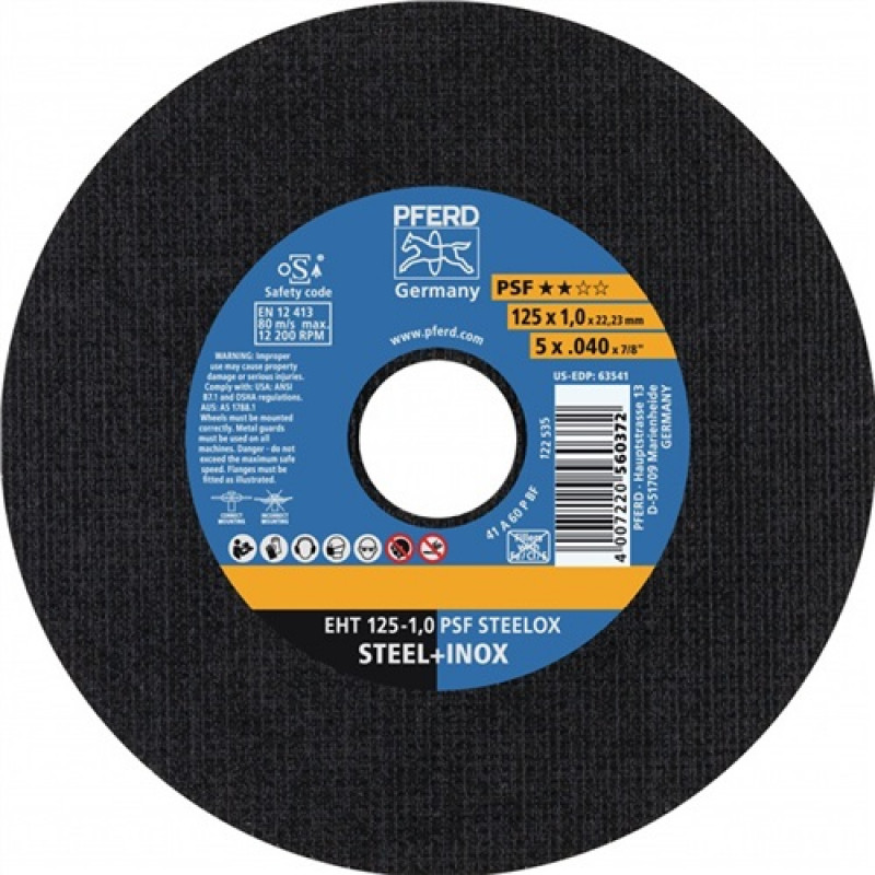 Trennscheibe PSF STEELOX D115x1mm ger.INOX Bohr.22,23mm PFERD Trennscheibe PSF STEELOX D115x1mm ger.INOX Bohr.22,23mm PFERD