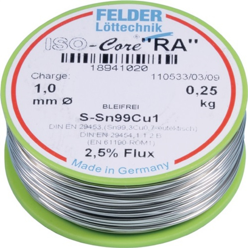 Lötdraht ISO-Core® RA 1,5mm 250g S-Sn99Cu1 FELDER Lötdraht ISO-Core® RA 1,5mm 250g S-Sn99Cu1 FELDER