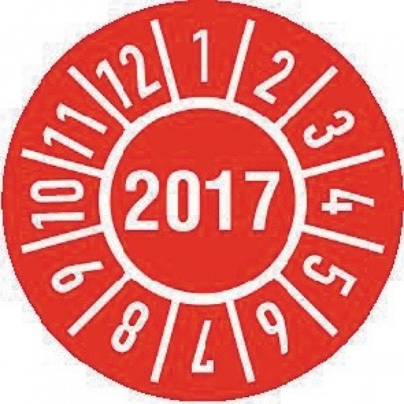 Einjahresprüfplakette D.30mm Jahr 2017 m. Monaten Folie Btl. a 100 St. Einjahresprüfplakette D.30mm Jahr 2017 m. Monaten Folie Btl. a 100 St.