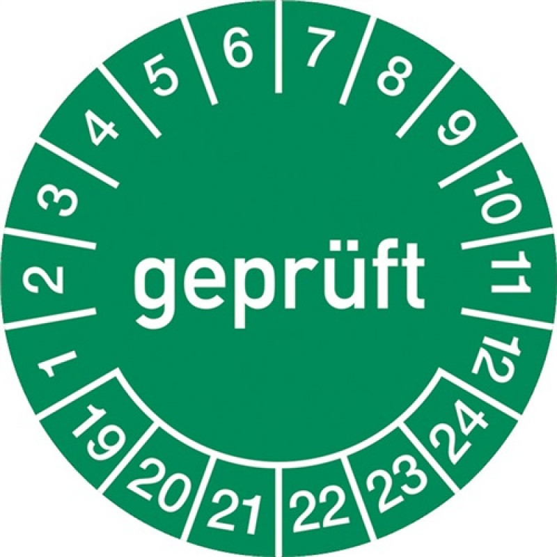 Mehrjahresprüfplakette D.30mm gepr.2019-2024 Folie Btl.a 100 St. Mehrjahresprüfplakette D.30mm gepr.2019-2024 Folie Btl.a 100 St.