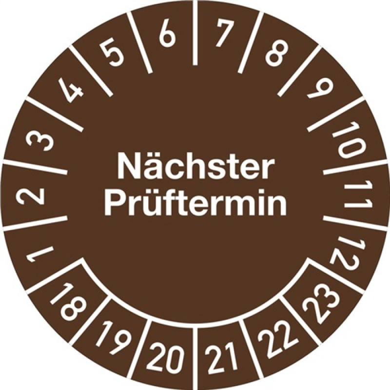 Mehrjahresprüfplakette D.30mm Nächster Prüftermin 2018-2023 Folie