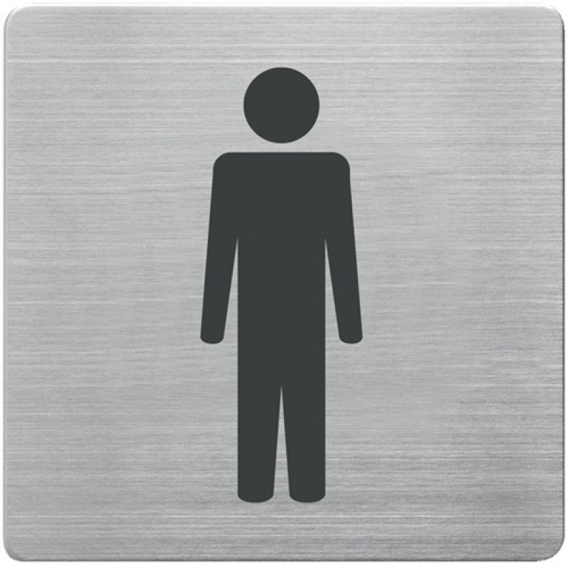 Tür-/Infoschild B90xH90mm Sichtfenster WC Herren Rücken VA geb. Tür-/Infoschild B90xH90mm Sichtfenster WC Herren Rücken VA geb.