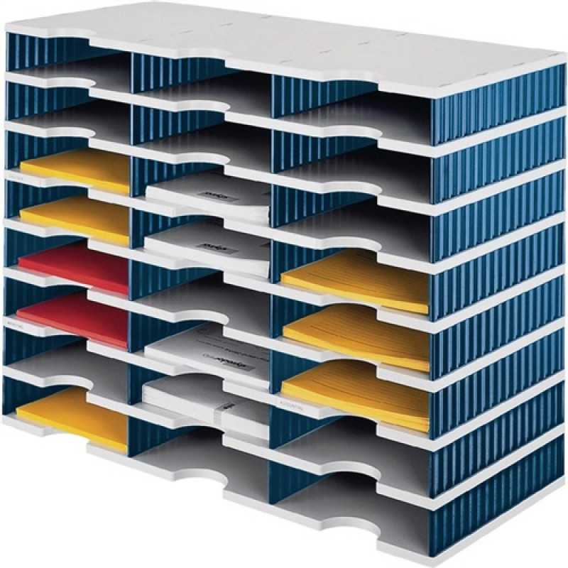 Sortierablage Trio 24 Fächer H573xB723xT331mm Polystyrol grau/blau