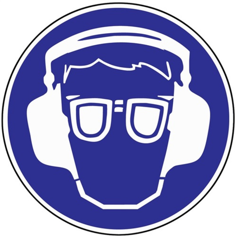Schild Gehör-/Augenschutz benutzen D.200mm Kunststoff blau/weiß Schild Gehör-/Augenschutz benutzen D.200mm Kunststoff blau/weiß
