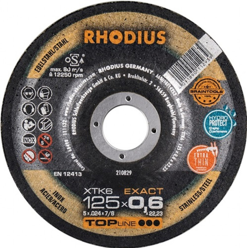 Trennscheibe XTK6 EXACT D115x0,6mm ger.INOX Bohr.22,23mm RHODIUS Trennscheibe XTK6 EXACT D115x0,6mm ger.INOX Bohr.22,23mm RHODIUS