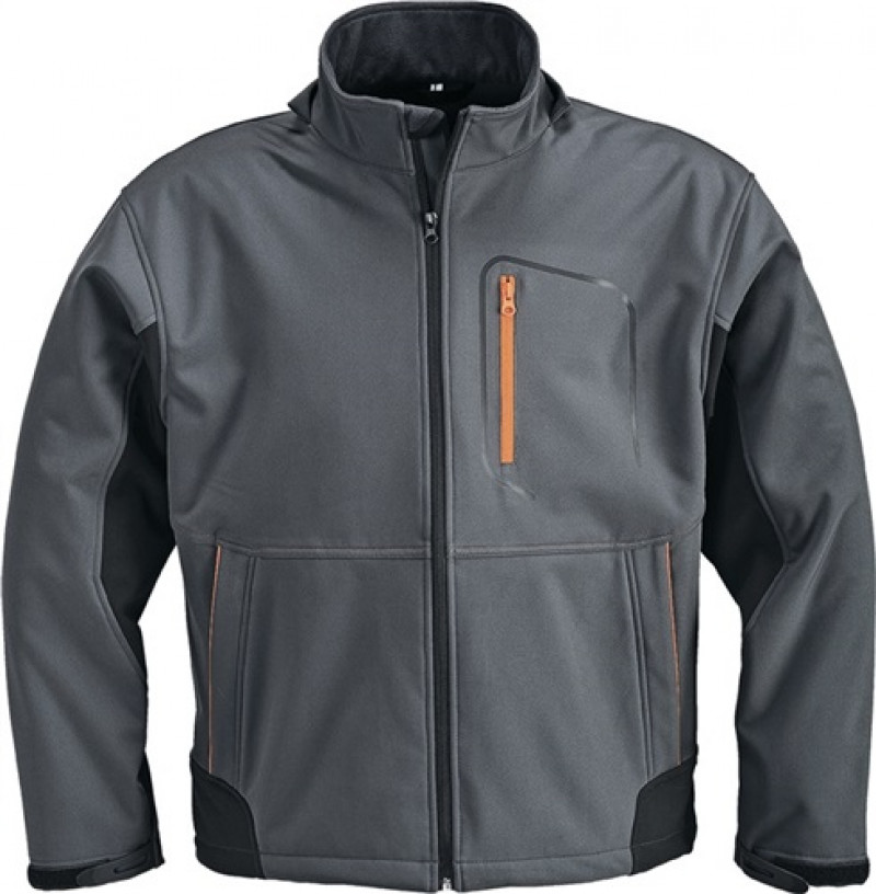 Softshelljacke Gr.XL dunkelgrau/schwarz/orange 93% PES/7% EL Softshelljacke Gr.XL dunkelgrau/schwarz/orange 93% PES/7% EL