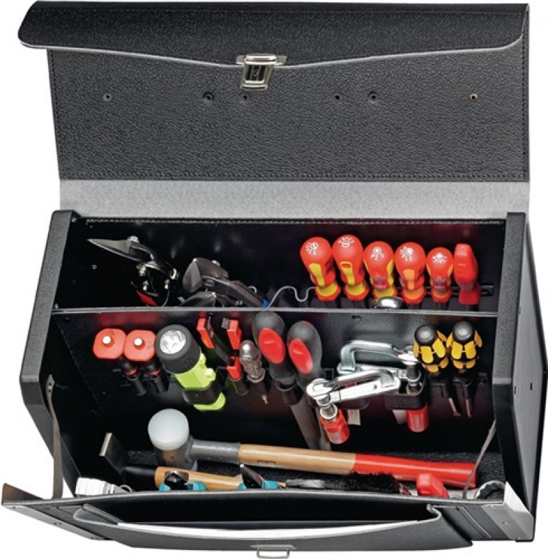 Werkzeugtasche B.470mm T.338mm H.210mm Industrieleder m.Mittelwand sw genarbt Werkzeugtasche B.470mm T.338mm H.210mm Industrieleder m.Mittelwand sw genarbt